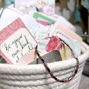 Dainty Beaded Jasper & Obsidian Bracelet Jewelry Layering Boho Hippie Witchy